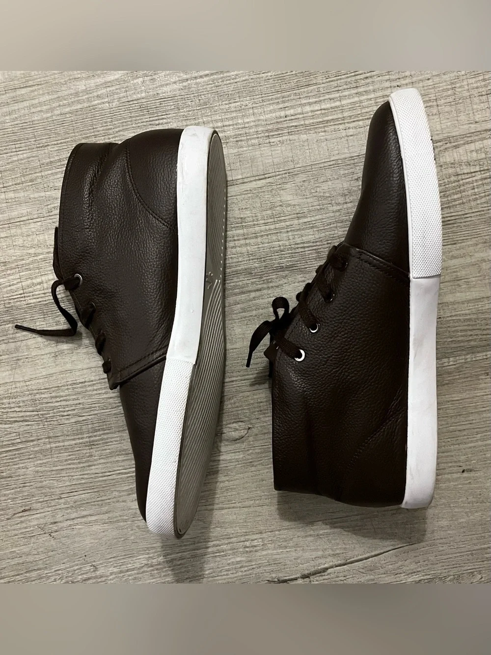 Lacoste Men’s Dark Brown Leather Chukka Boots with White Sole